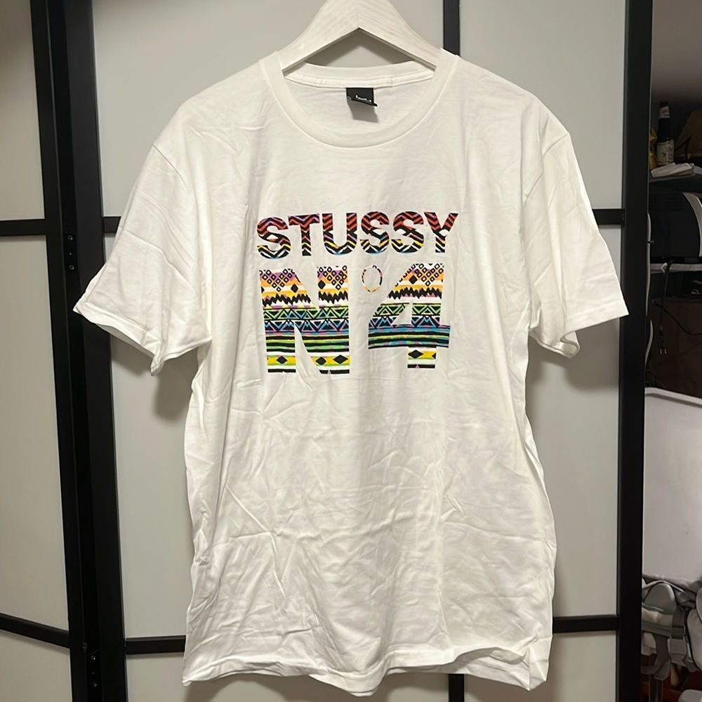Stussy Tribal No.4 White T Shirt Unisex Size Large - NWOT